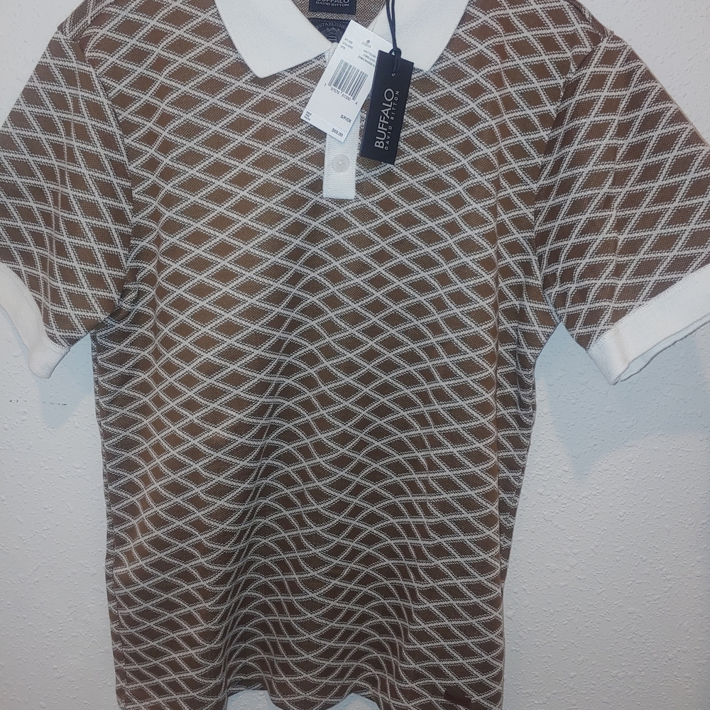 Buffalo David Bitton Brown and White Men's Polo Shirt